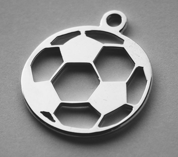 Silver pendant soccer ball pierced design