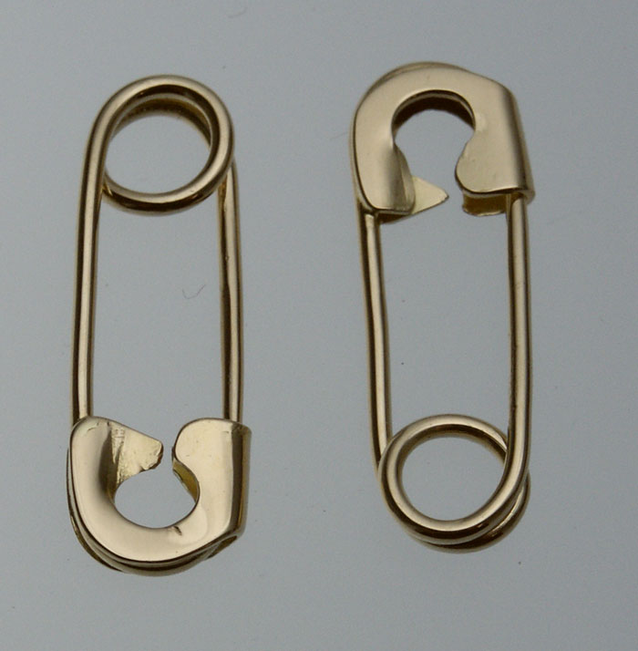 Gold "Safty Pins" earrings or brooch