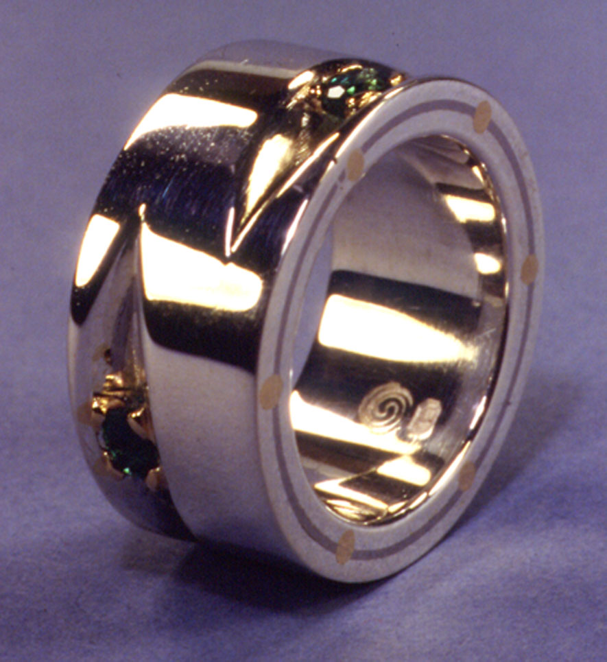 Emerald Chop Ring silver titanium gold emeralds