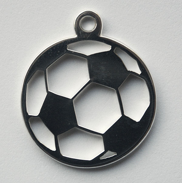 Silver pendant soccer ball pierced design