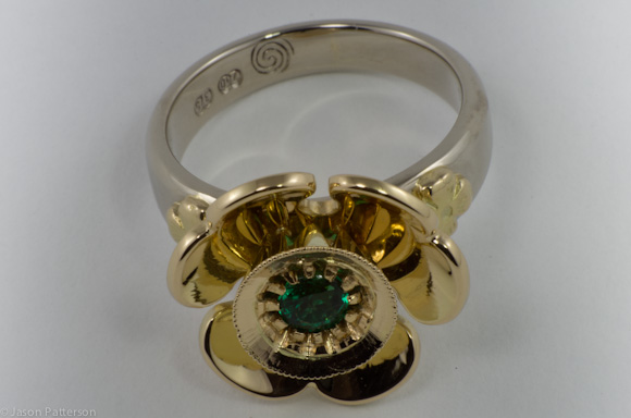 Shamrock Emerald Ring 22/18/9ct Gold