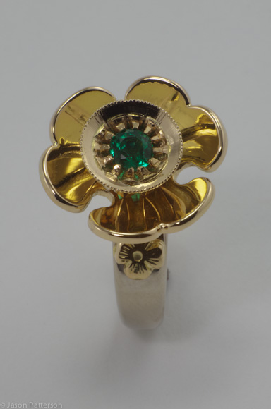 Shamrock Emerald Ring 22/18/9ct Gold